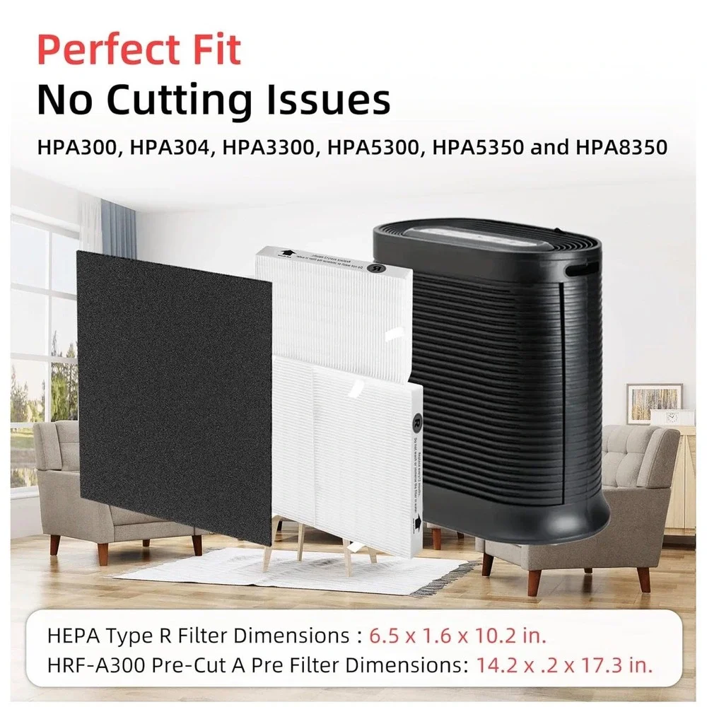 3 True HEPA R Filters & 6 Pre-cut A‎ Carbon Pre Filters for HPA300 Air Purifier